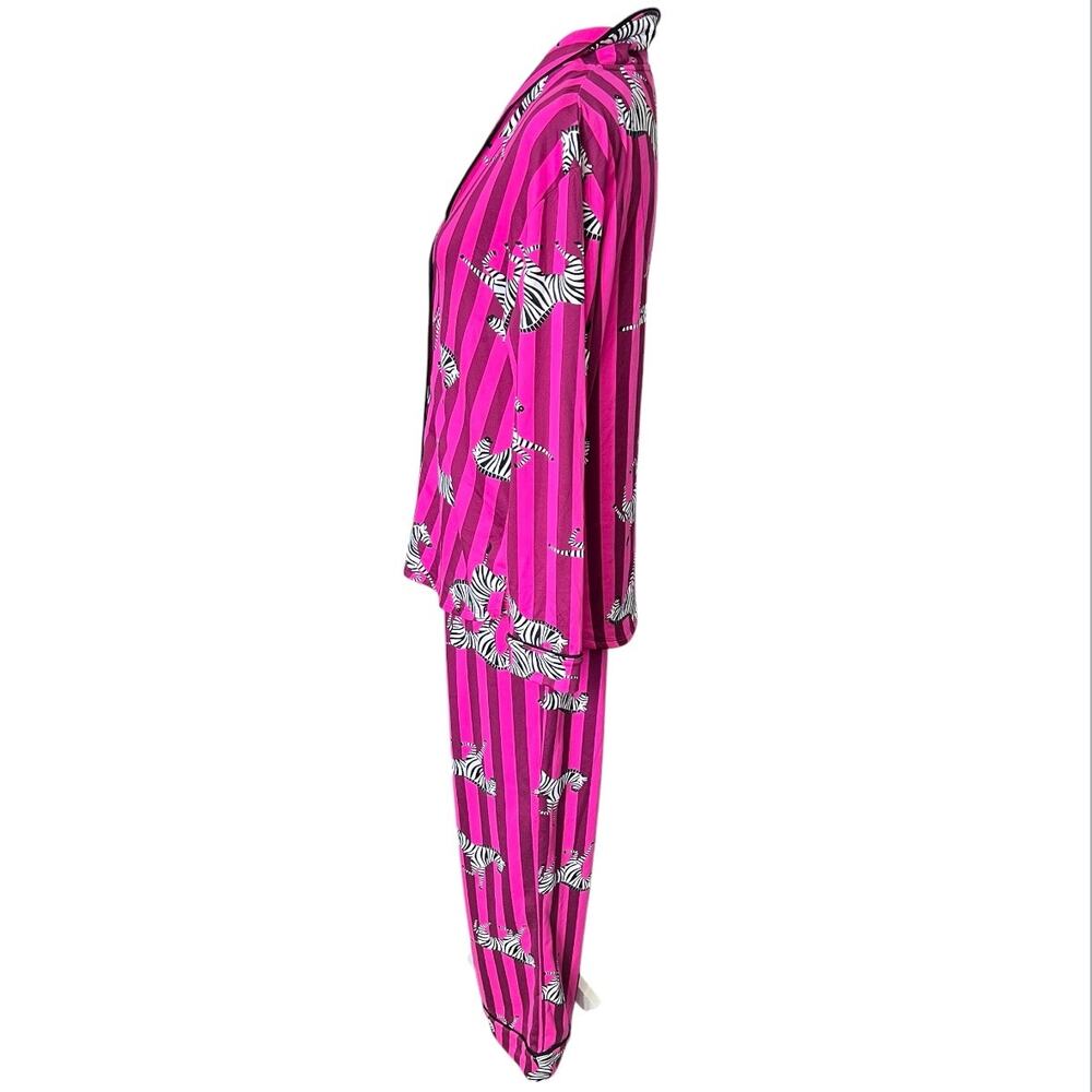 Room Service pink striped zebra pajama set size large sleepwear whimsical - Picture 4 of 10